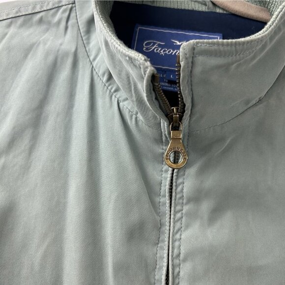 Faconnable Jacket Men Large Green Fullzip Dad Casual Bomber Coat Windbreaker Y2K - Picture 13 of 16